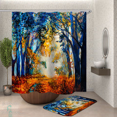 Art Painting Sunset Forest Shower Curtain