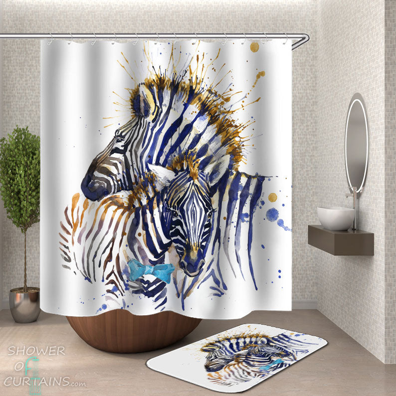 Art Painting Zebras Shower Curtain