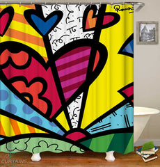 Artistic Colorful Hearts Shower Curtain