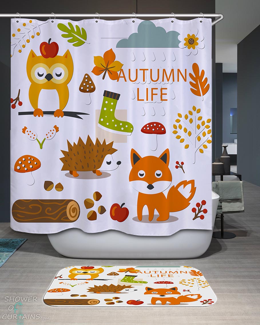 Autumn Animals Shower Curtain