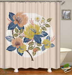 Autumn Colors Floral Drawing Shower Curtain