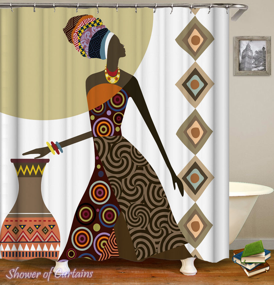 African Tribe Lady Shower Curtain