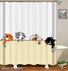 Adorable Cartoon Kittens Shower Curtain
