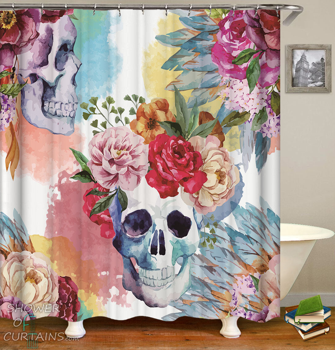Art Painting Skulls Shower Curtain