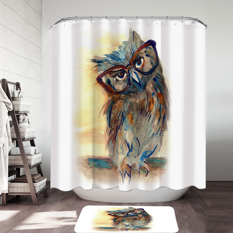 Artistic Drawing Sophisticated Chic Owl Shower Curtain