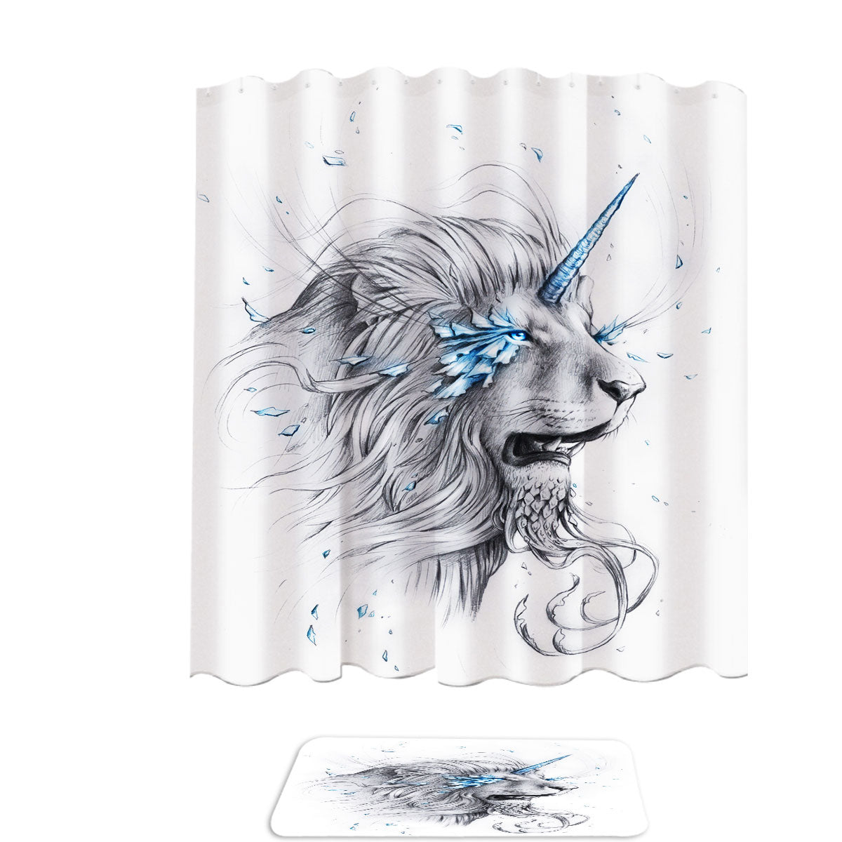 Animal Drawings Lion Soul Shower Curtain